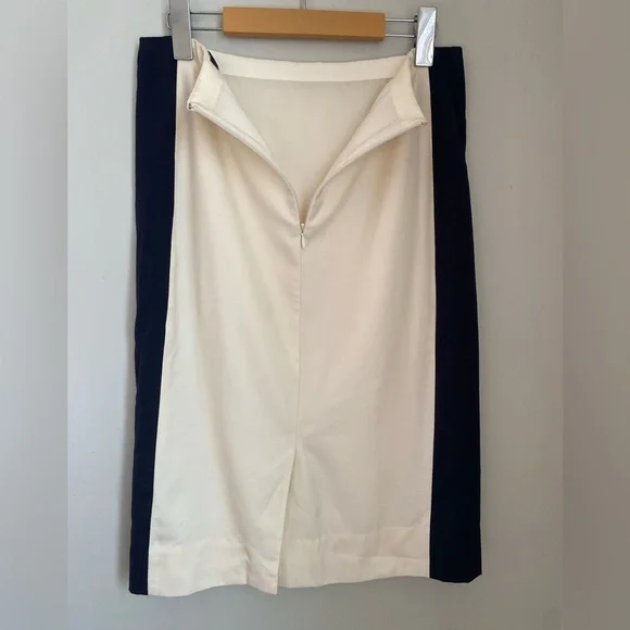 J. Crew Colorblock Wool Pencil Skirt Cream Black Size 4 Office Career - Picture 6 of 9